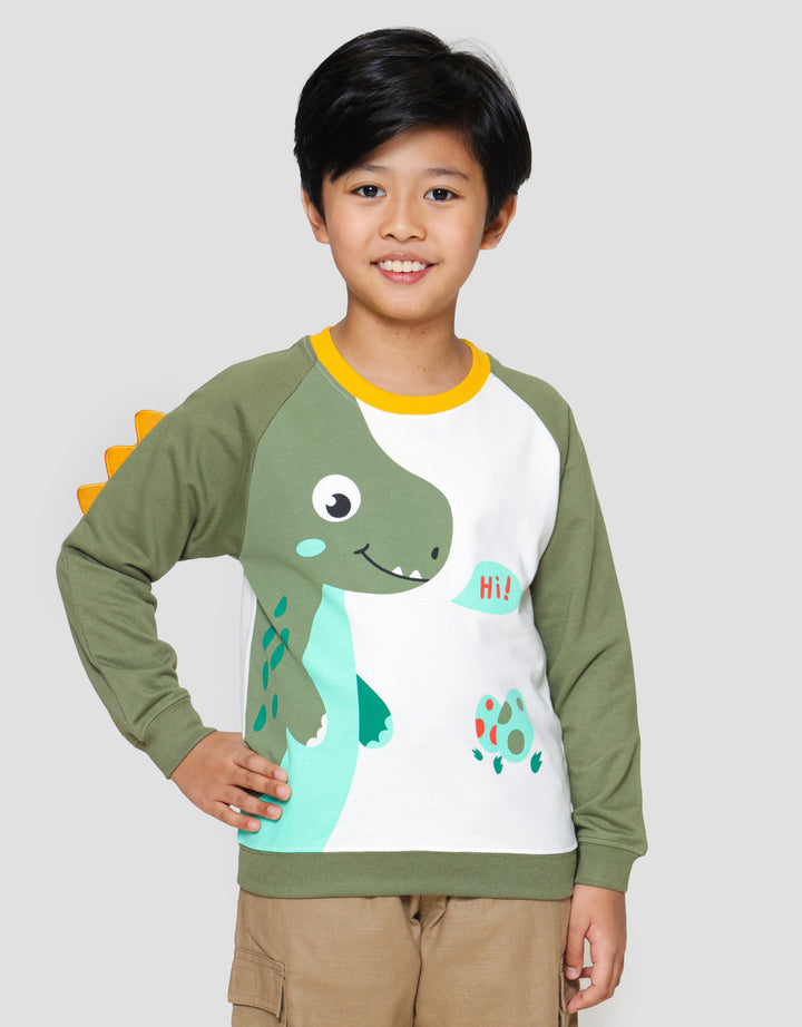 Little M Raglan Dino Sweater Anak Laki-laki