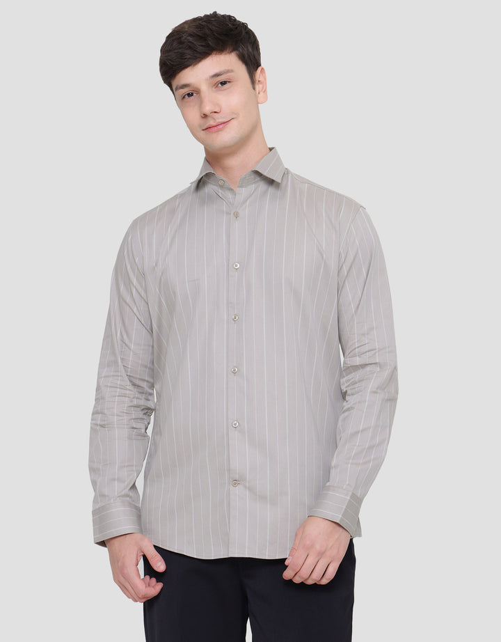 Cole Slim Fit Double Stripe Cotton Kemeja Pria