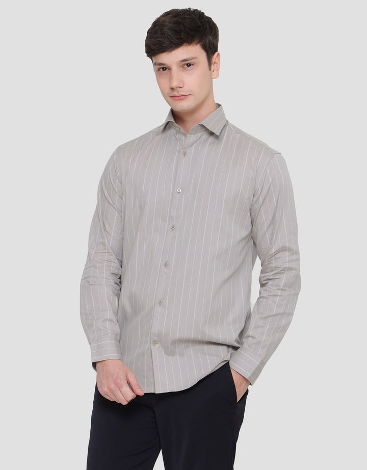 Cole Slim Fit Double Stripe Cotton Kemeja Pria