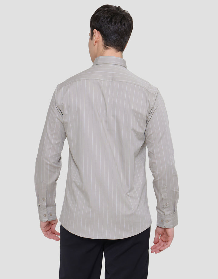 Cole Slim Fit Double Stripe Cotton Kemeja Pria