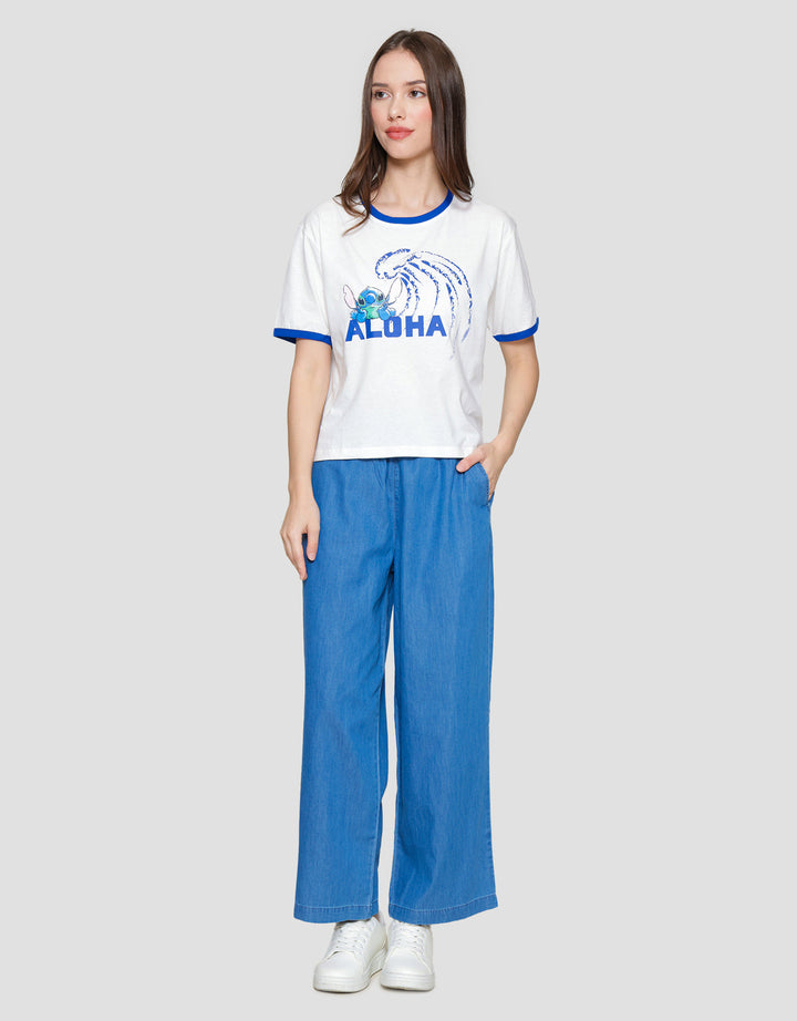 Disney Lilo Stitch Aloha Kaos Ringer Wanita