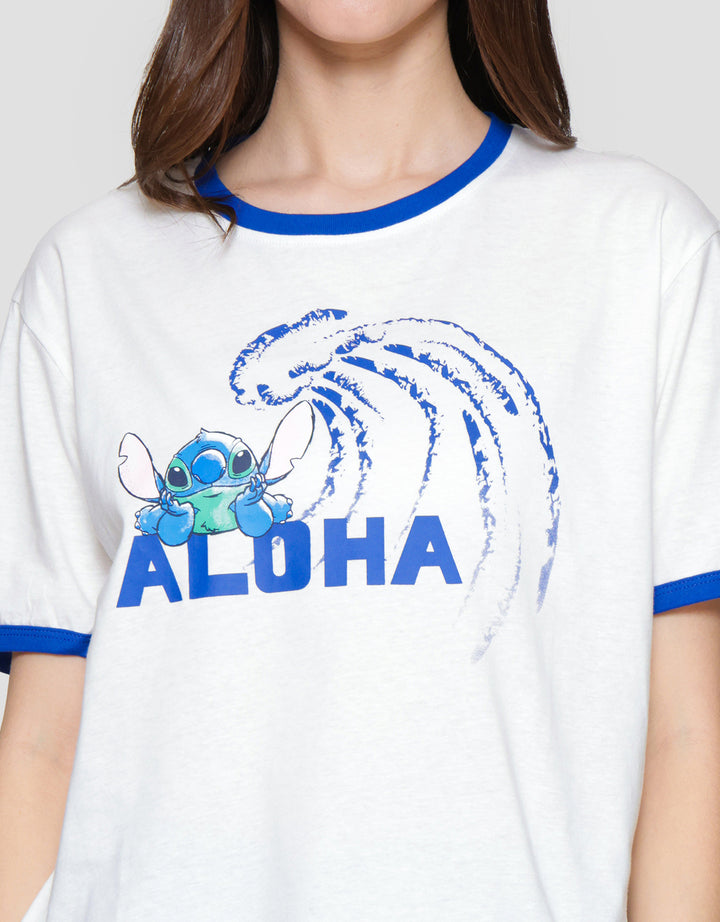 Disney Lilo Stitch Aloha Kaos Ringer Wanita