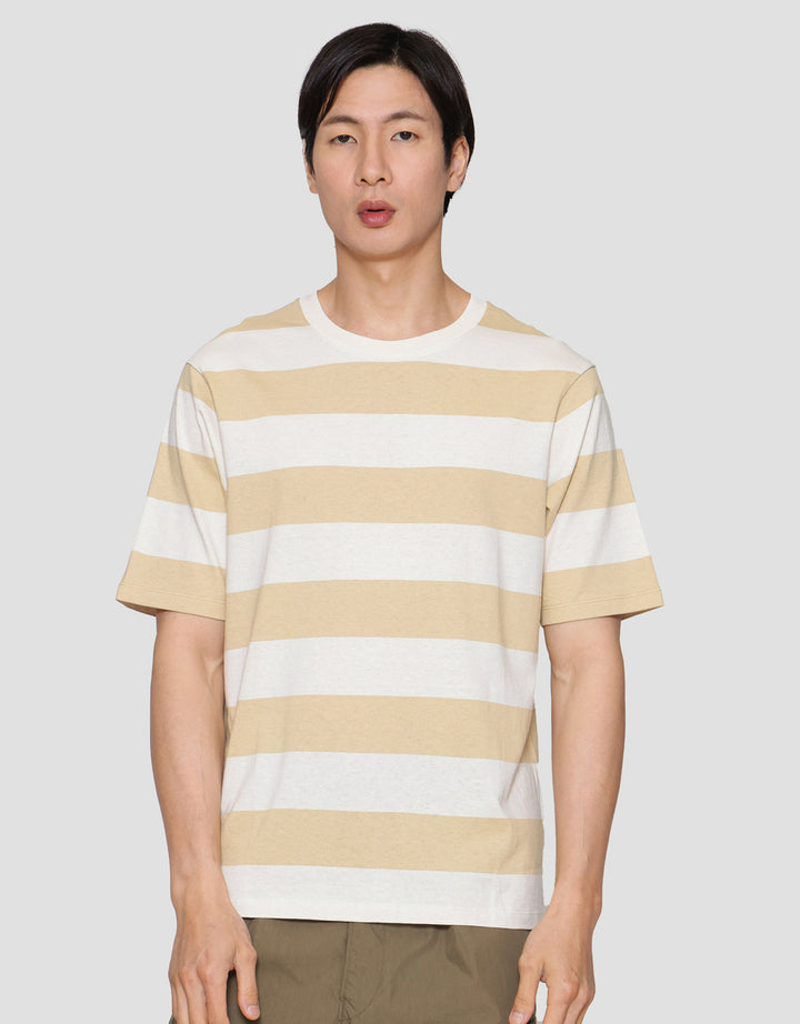 Suko Garis Rugby Stripe Kerah Bulat Kaos Oversized Pria