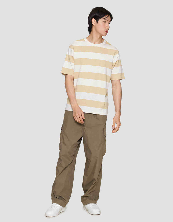 Suko Garis Rugby Stripe Kerah Bulat Kaos Oversized Pria