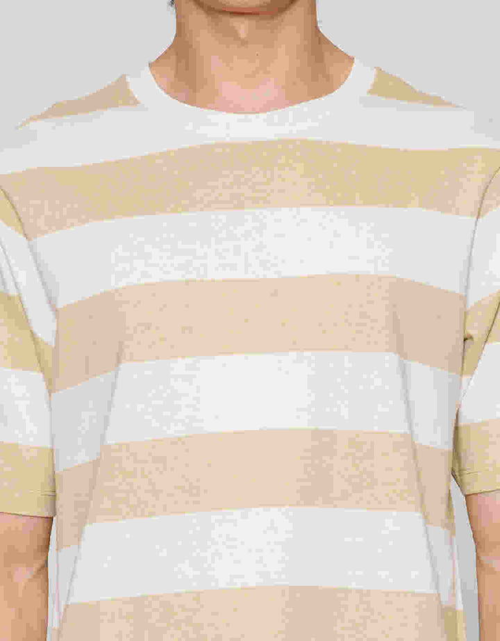 Suko Garis Rugby Stripe Kerah Bulat Kaos Oversized Pria