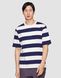 Suko Garis Rugby Stripe Kerah Bulat Kaos Oversized Pria