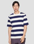 Suko Garis Rugby Stripe Kerah Bulat Kaos Oversized Pria
