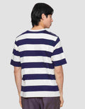 Suko Garis Rugby Stripe Kerah Bulat Kaos Oversized Pria