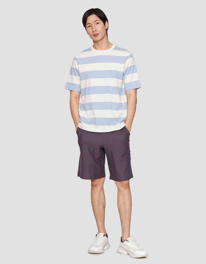 Suko Garis Rugby Stripe Kerah Bulat Kaos Oversized Pria