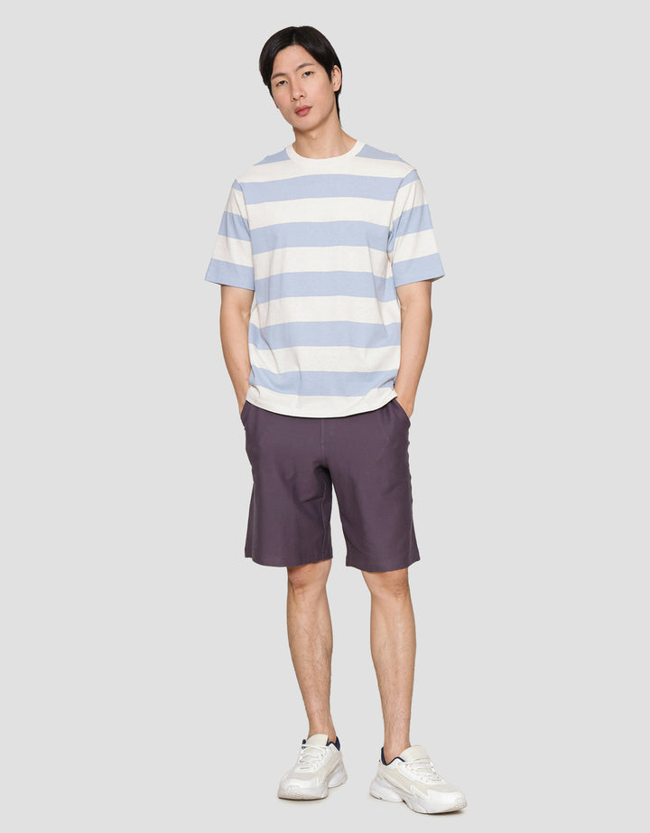 Suko Garis Rugby Stripe Kerah Bulat Kaos Oversized Pria