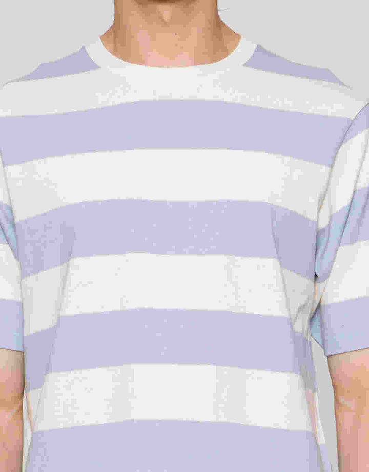 Suko Garis Rugby Stripe Kerah Bulat Kaos Oversized Pria