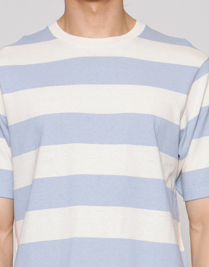 Suko Garis Rugby Stripe Kerah Bulat Kaos Oversized Pria