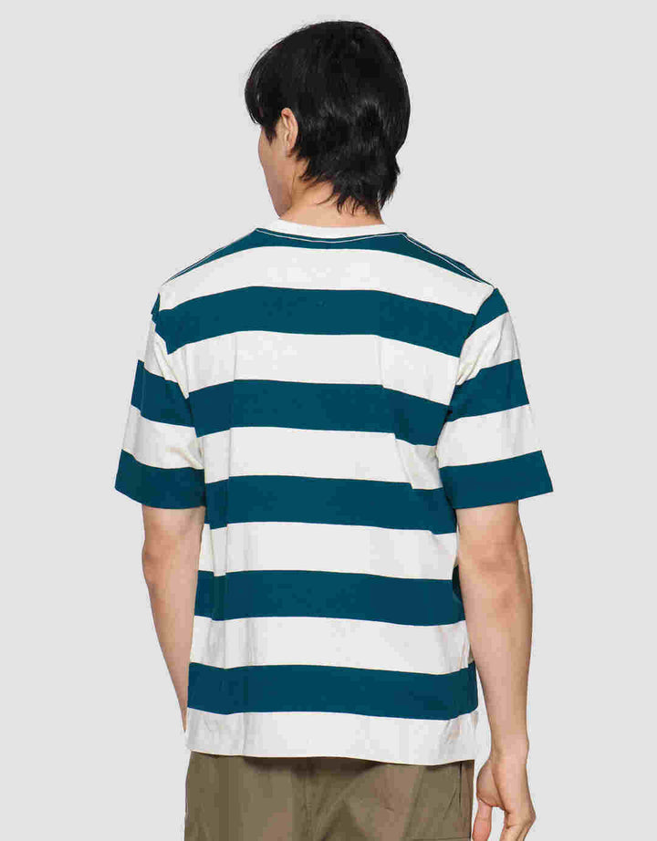 Suko Garis Rugby Stripe Kerah Bulat Kaos Oversized Pria