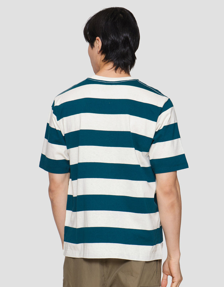 Suko Garis Rugby Stripe Kerah Bulat Kaos Oversized Pria