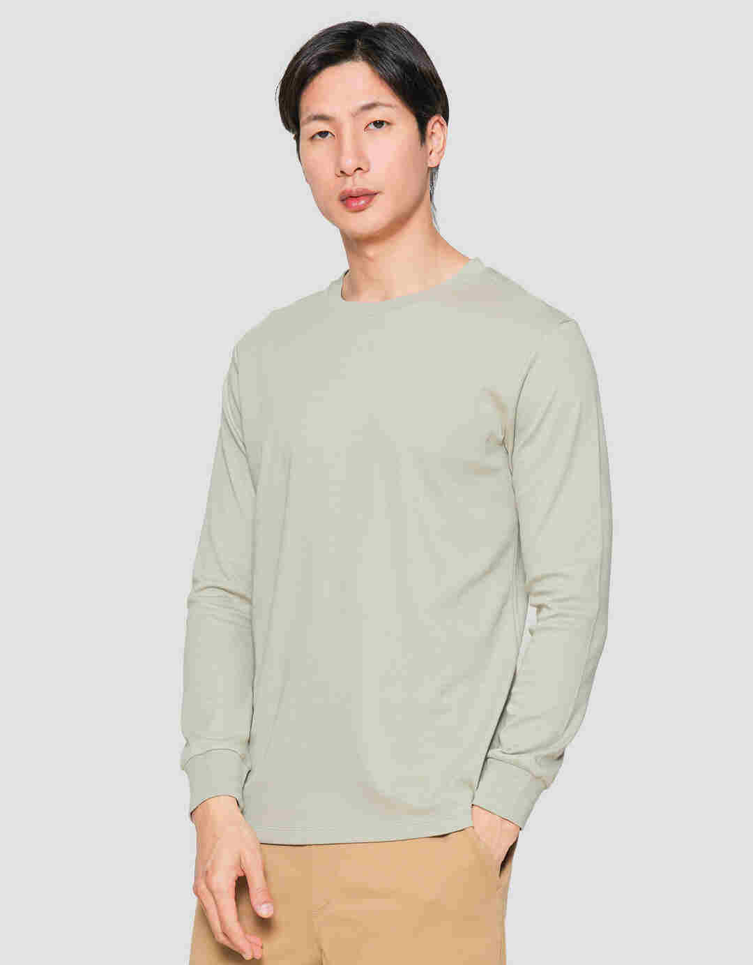 Suko Round Neck Soft Touch Kerah Bulat Kaos Lengan Panjang Pria