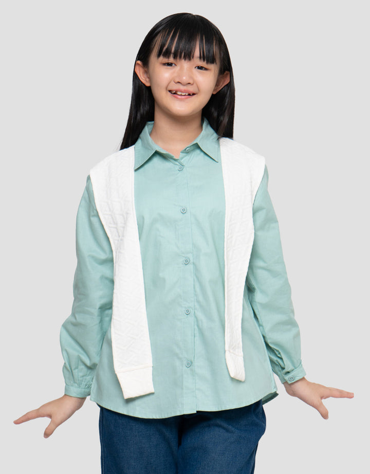 Nevada With Syal Kemeja Anak Perempuan