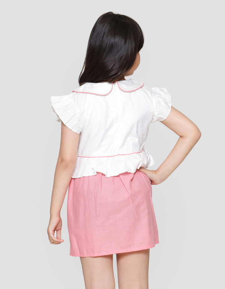 Little M Peplum Lengan Ruffle Midi Dress Anak Perempuan