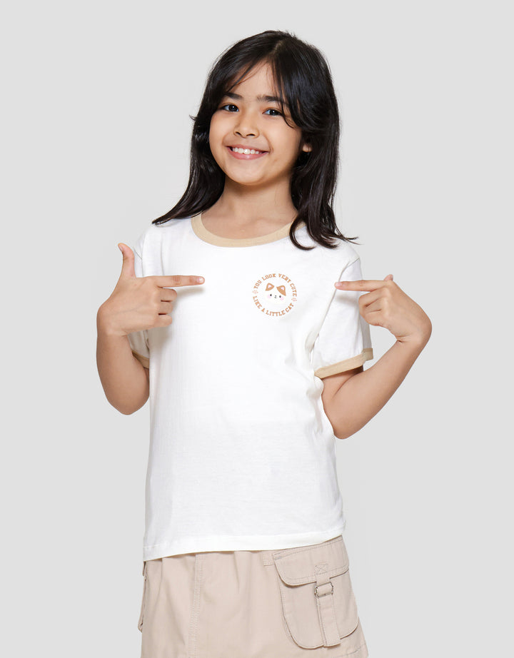 Little M Ringer Cat Head Kaos Anak Perempuan