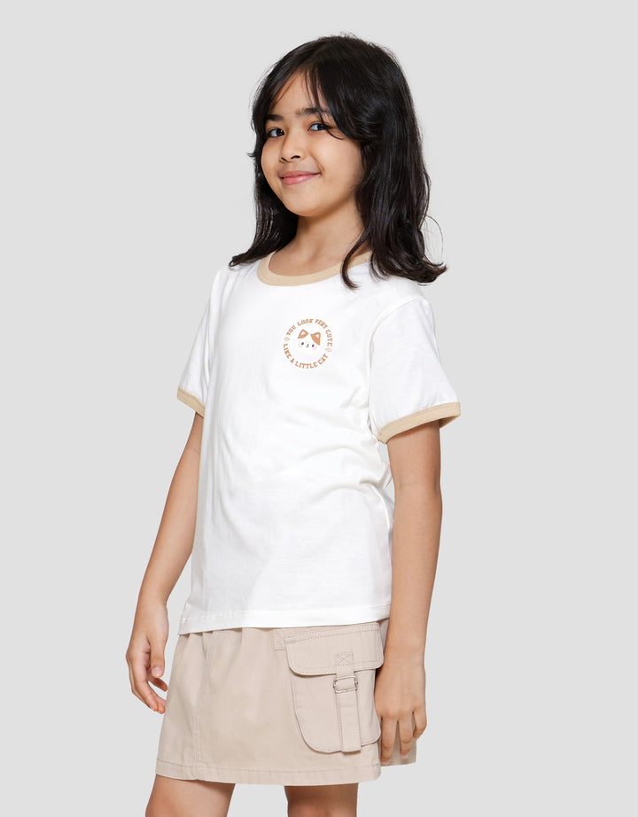 Little M Ringer Cat Head Kaos Anak Perempuan