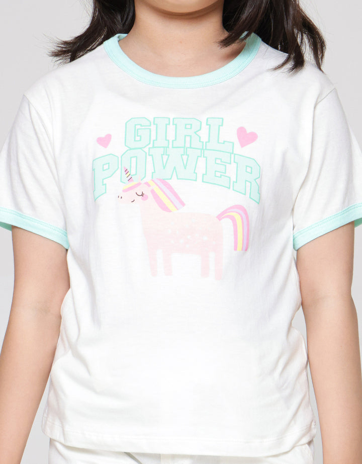 Little M Ringer Unicorn Girl Power Kaos Anak Perempuan