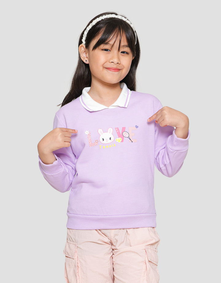 Little M Collar Aplikasi Love Sweater Anak Perempuan