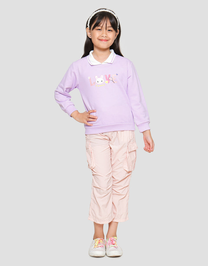 Little M Collar Aplikasi Love Sweater Anak Perempuan