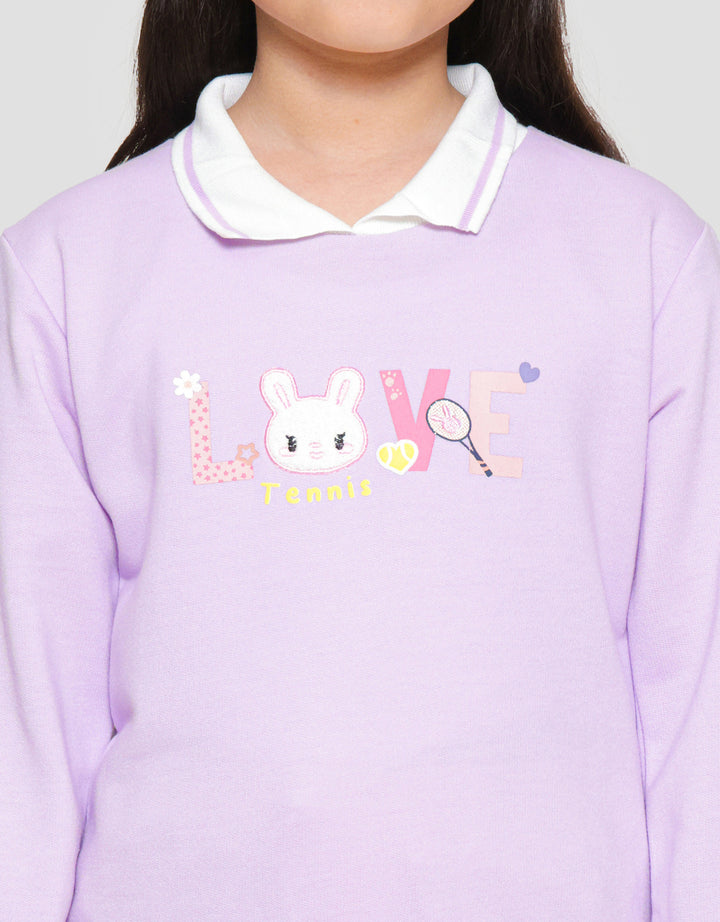 Little M Collar Aplikasi Love Sweater Anak Perempuan