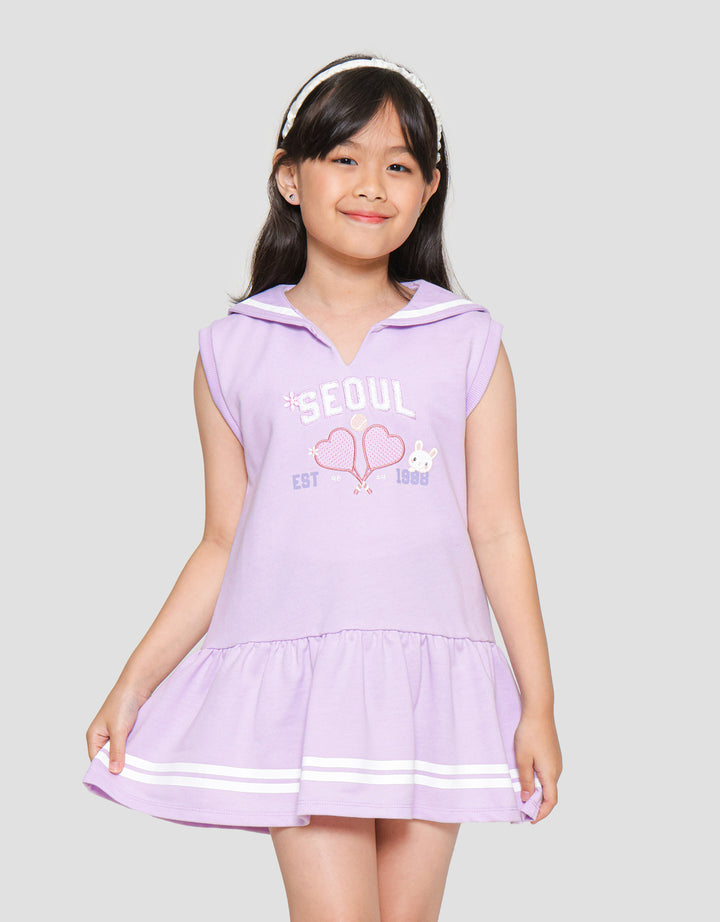 Little M Sailor Collar Seoul Midi Dress Anak Perempuan