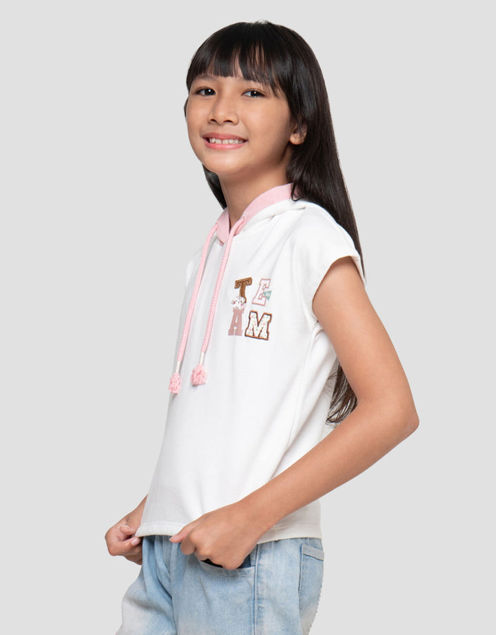 Little M Aplikasi Team Kaos Hoodie Anak Perempuan