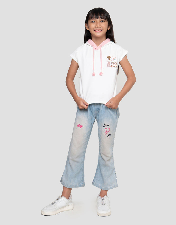 Little M Aplikasi Team Kaos Hoodie Anak Perempuan