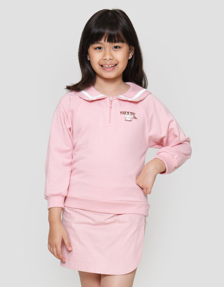 Little M Zipper Kerah Sailor Sweater Anak Perempuan