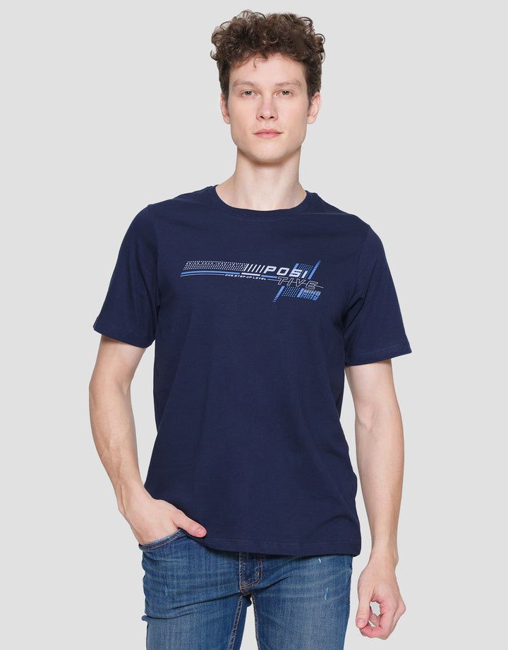 T Zone Print Theme Graphic Letter Kaos Lengan Pendek Pria
