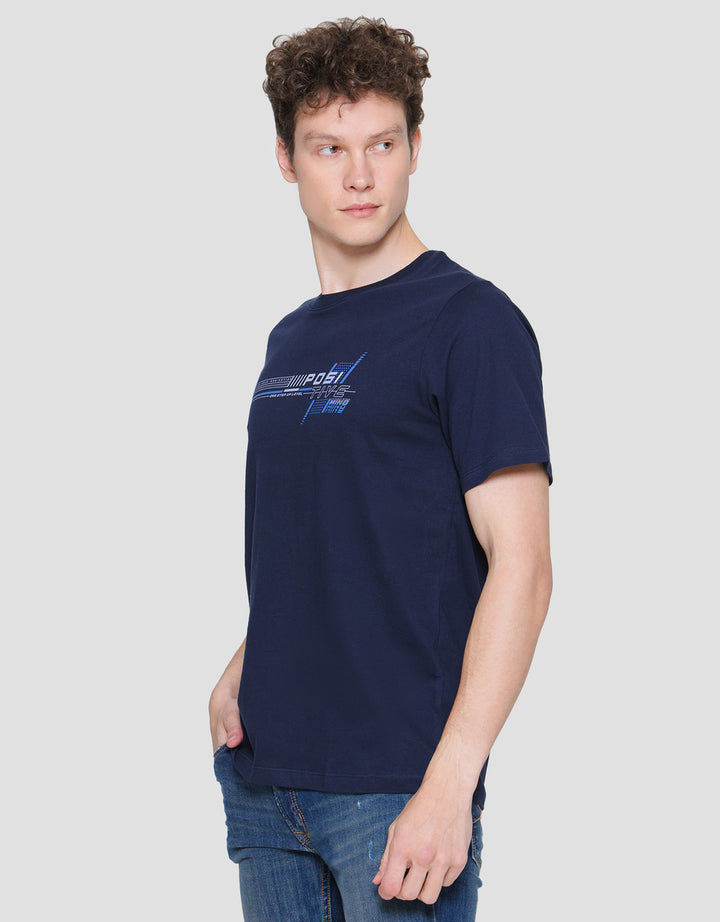 T Zone Print Theme Graphic Letter Kaos Lengan Pendek Pria