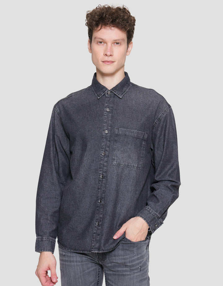 Nevada Denim Overshirt Kemeja Lengan Panjang Pria