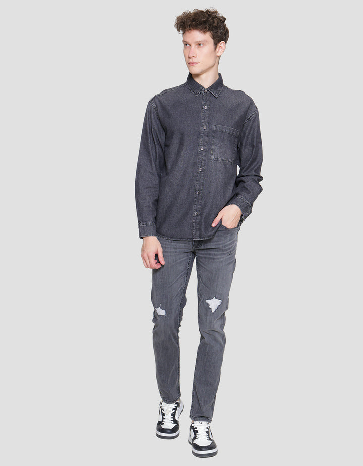Nevada Denim Overshirt Kemeja Lengan Panjang Pria