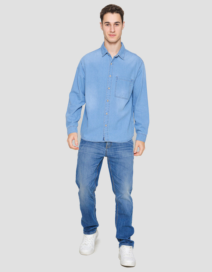 Nevada Denim Overshirt Kemeja Lengan Panjang Pria