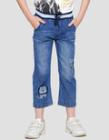Little M Denim Regular Non Stretch Embroidered Rib Waist Men's Long Pants