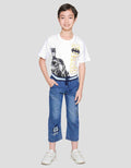 Little M Denim Regular Non Stretch Embroidered Rib Waist Men's Long Pants