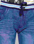 Little M Denim Regular Non Stretch Embroidered Rib Waist Men's Long Pants