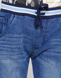 Little M Denim Regular Non Stretch Embroidered Rib Waist Men's Long Pants