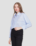 Nevada Woven Top Linen Look Kemeja Lengan Panjang Wanita