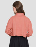 Nevada Woven Top Linen Look Kemeja Lengan Panjang Wanita