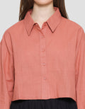 Nevada Woven Top Linen Look Kemeja Lengan Panjang Wanita