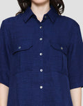 Connexion Linen Denim Pocket Kemeja Wanita