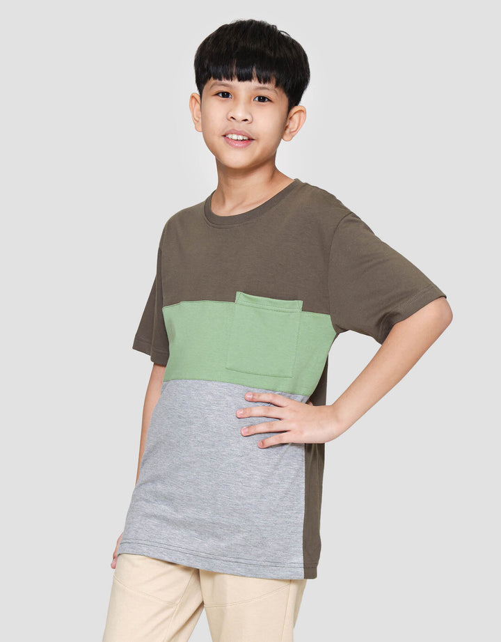 Nevada Print Cut N Sew 3 Colorblock Stripe With Pocket Kaos Anak Laki-laki