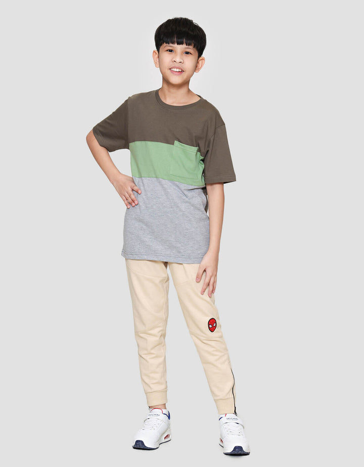 Nevada Print Cut N Sew 3 Colorblock Stripe With Pocket Kaos Anak Laki-laki