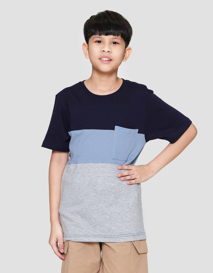 Nevada Print Cut N Sew 3 Colorblock Stripe With Pocket Kaos Anak Laki-laki