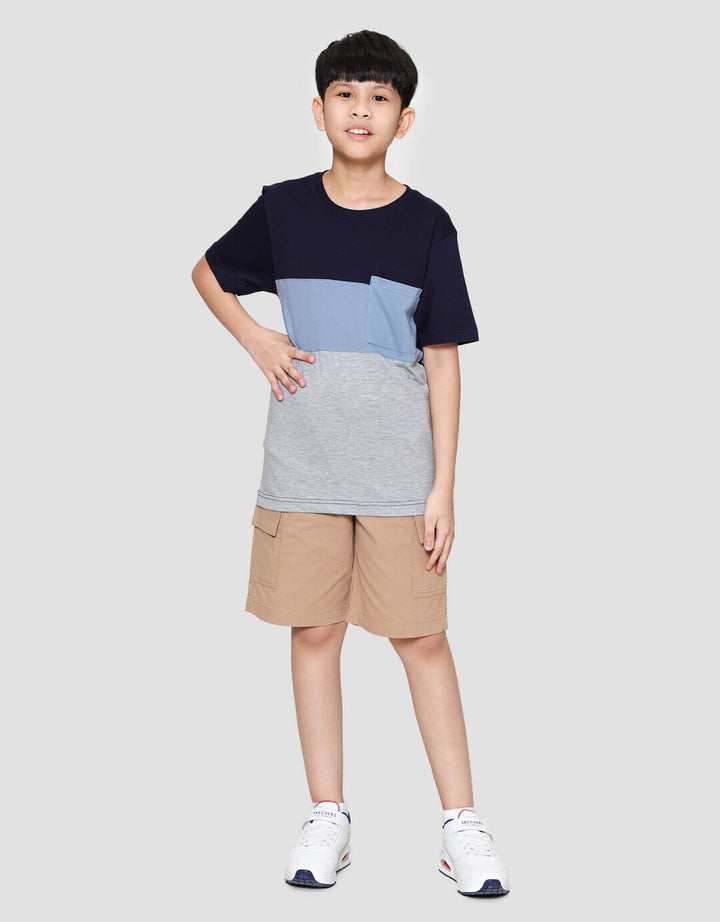Nevada Print Cut N Sew 3 Colorblock Stripe With Pocket Kaos Anak Laki-laki