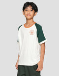 Nevada Raglan Stripe Shoulder With Front Print Boys Short Sleeve T-Shirt