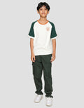 Nevada Raglan Stripe Shoulder With Front Print Boys Short Sleeve T-Shirt